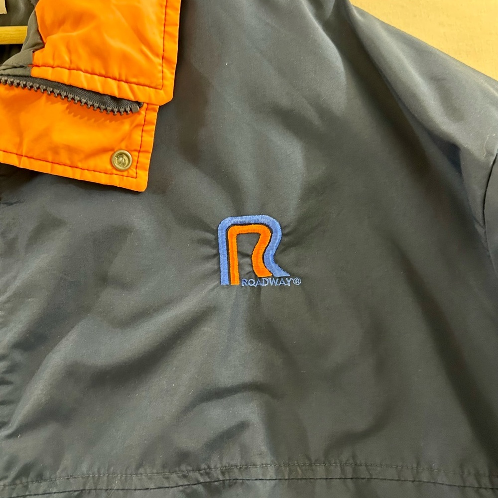 Vtg 80’s ROADWAY TRUCKING Preloved MGMT Blue and Orange Coat from Dallas Office